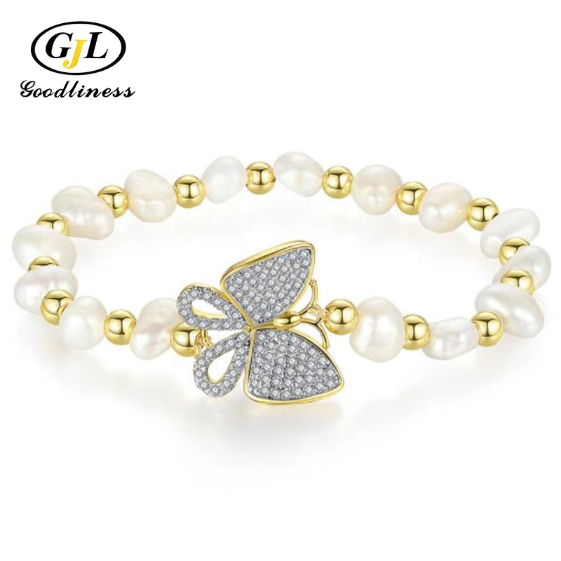 Mode Bijoux en perles baroques de papillons Nature Pearl Bracelet Bijoux