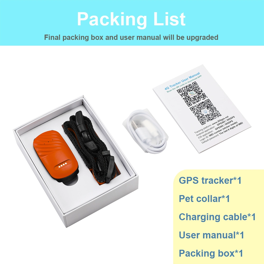 محدد موقع جهاز التتبع في الوقت الحقيقي 4G صغير طوق Pet Dog GPS Tracker باستخدام تطبيق مجاني