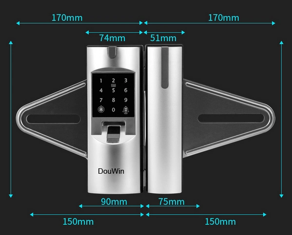 Password Fingerprint Key Card Glass Door Lock