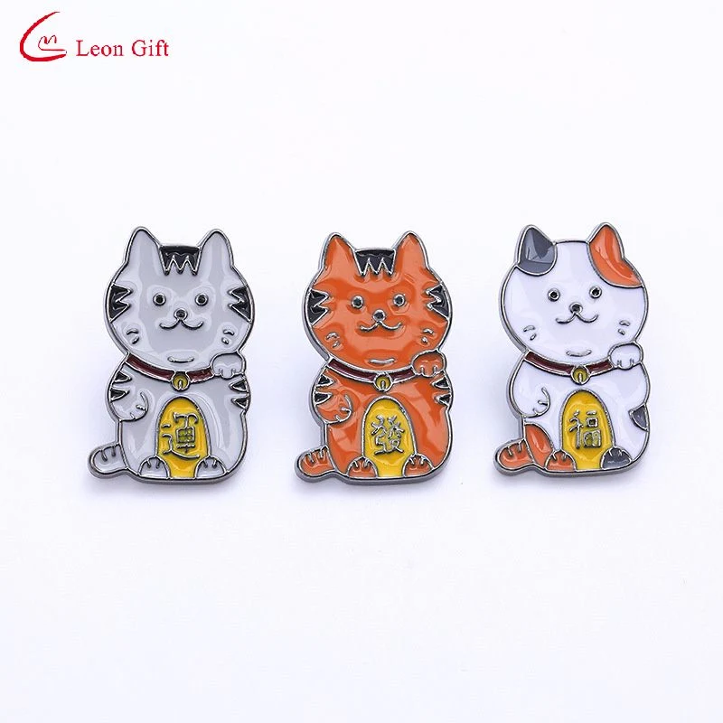 Wholesale/Supplier Custom Logo Cartoon Lucky Animal Cute Fortune Cat Pins Cute Pet Fashion Accessories Gifts Alloy Metal Hard Soft Brooch Enamel Badge Lapel Pin