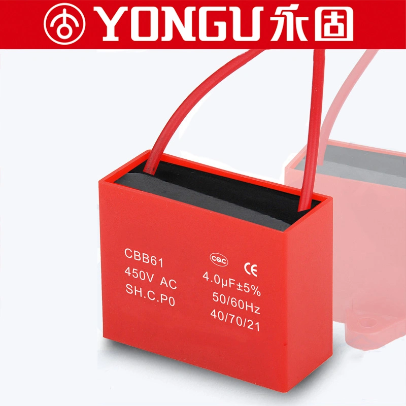 Red Cbb61 AC 4.0UF Capacitor with Double Cables