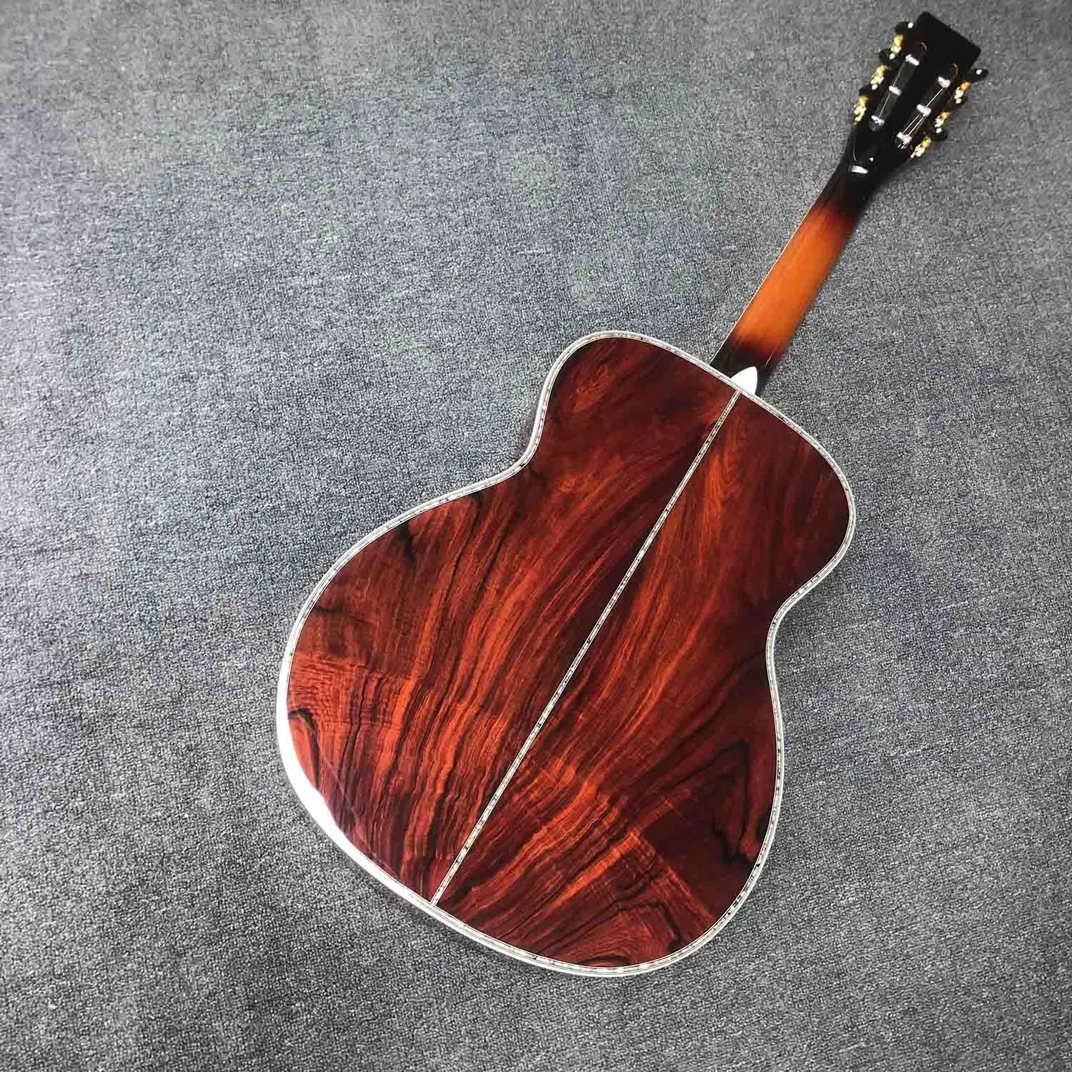 Custom Spruce Top sólido Cocobolo parte posterior lateral Abalone vinculante Om Guitarra acústica