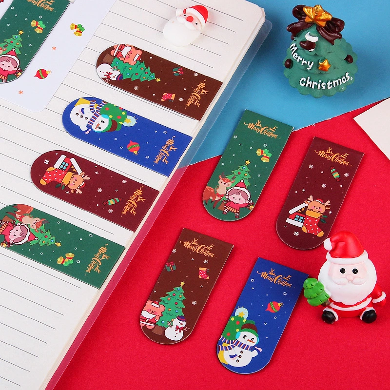 Christmas Cartoon Buckle Student Simple Double-Sided Book Page Clip High-Value Cute Christmas Gift Magnetic Bookmark