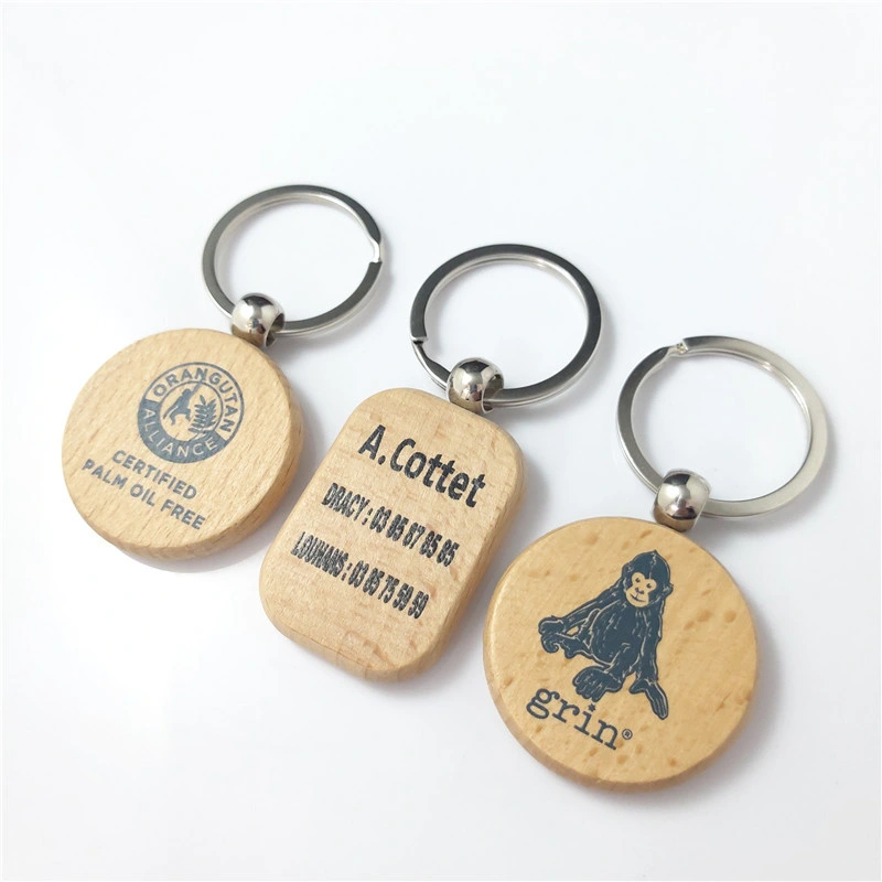 Promotional Wood Keychain Bamboo Laser UV Logo Printing Gift