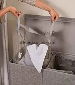 Double Laundry Hamper with Lid, 2 Section Clothing Organizer (JGH0057)