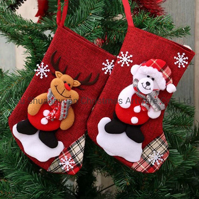 Large Christmas Stockings Santa Elk Fabric Gift Socks Christmas Lovely Stockings for Children Fireplace Tree Christmas Decoration