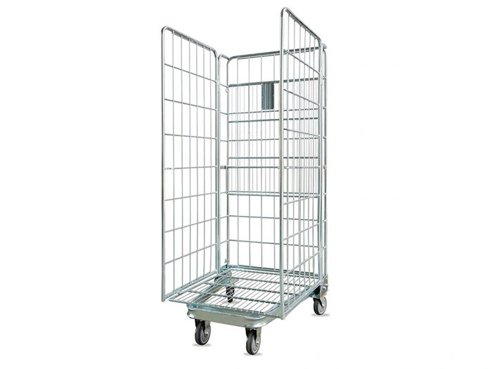 Coated Heavy Duty Wire Steel Roll Container Storage Cage Trolley