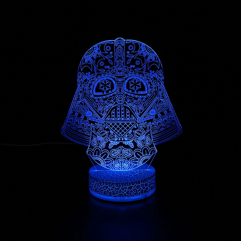 Bricolaje fotográfico personalizado en 3D Creative ilusión niños Anime Star Wars Guerrero Negro de la base de la Mesa de acrílico LED USB de escritorio de la luz de la noche de Navidad