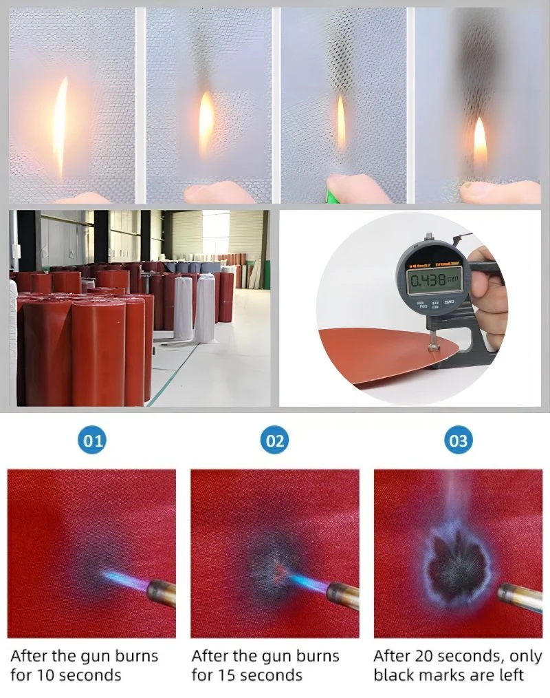 Feuerfeste Doppelseiten Red Silikon beschichtetes Fiberglas Stoff für Expansion Verbindungen