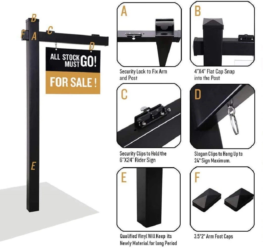 Vinyl PVC Real Estate Sign Post Yard Sign Post-Black 36inch