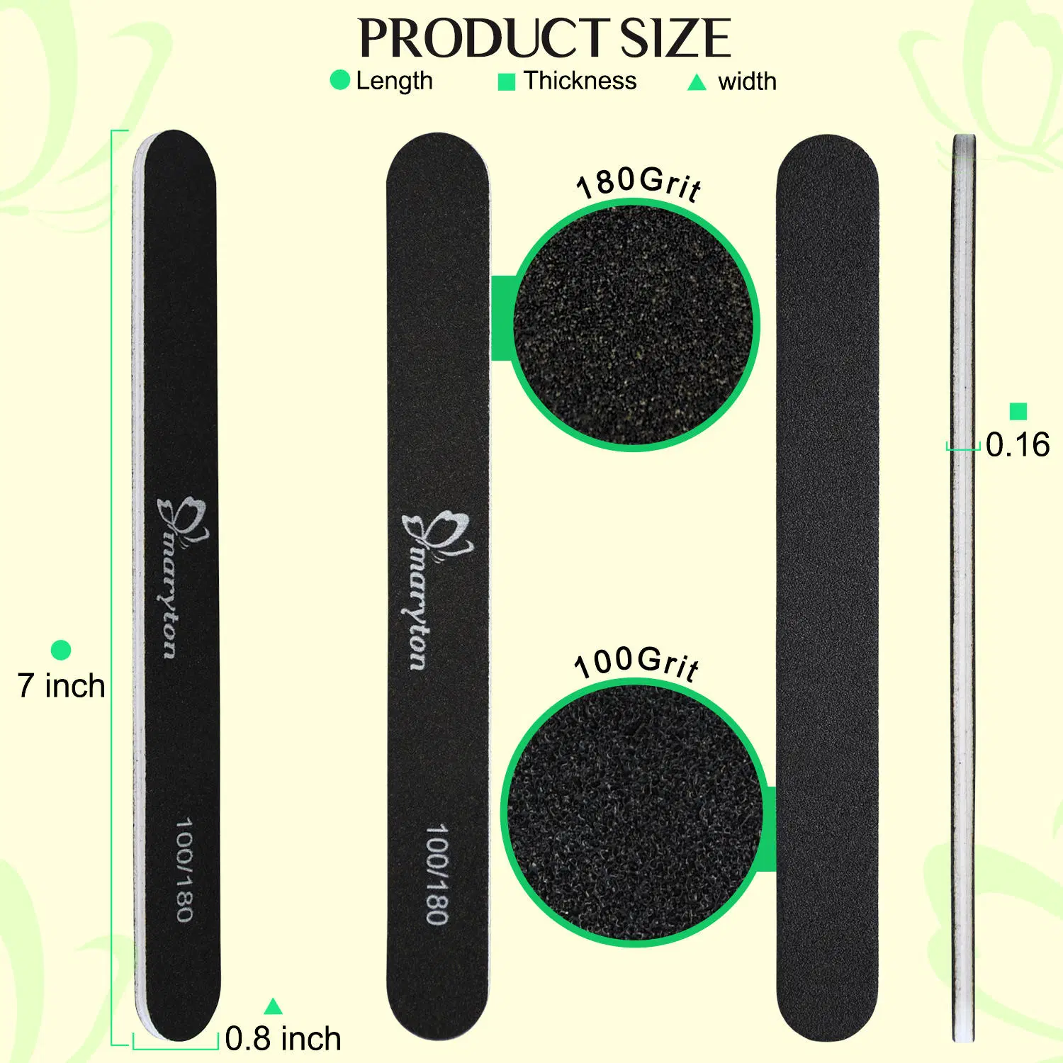 Deals Gel Cosmetic Manicure Pedicure Double Sided Emery Board Black Home Nail File