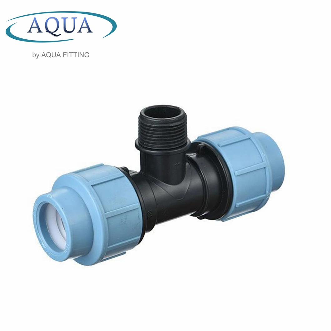 PP Compression Fitting Thread Plastic PPR Pipe Fitting Male Tee