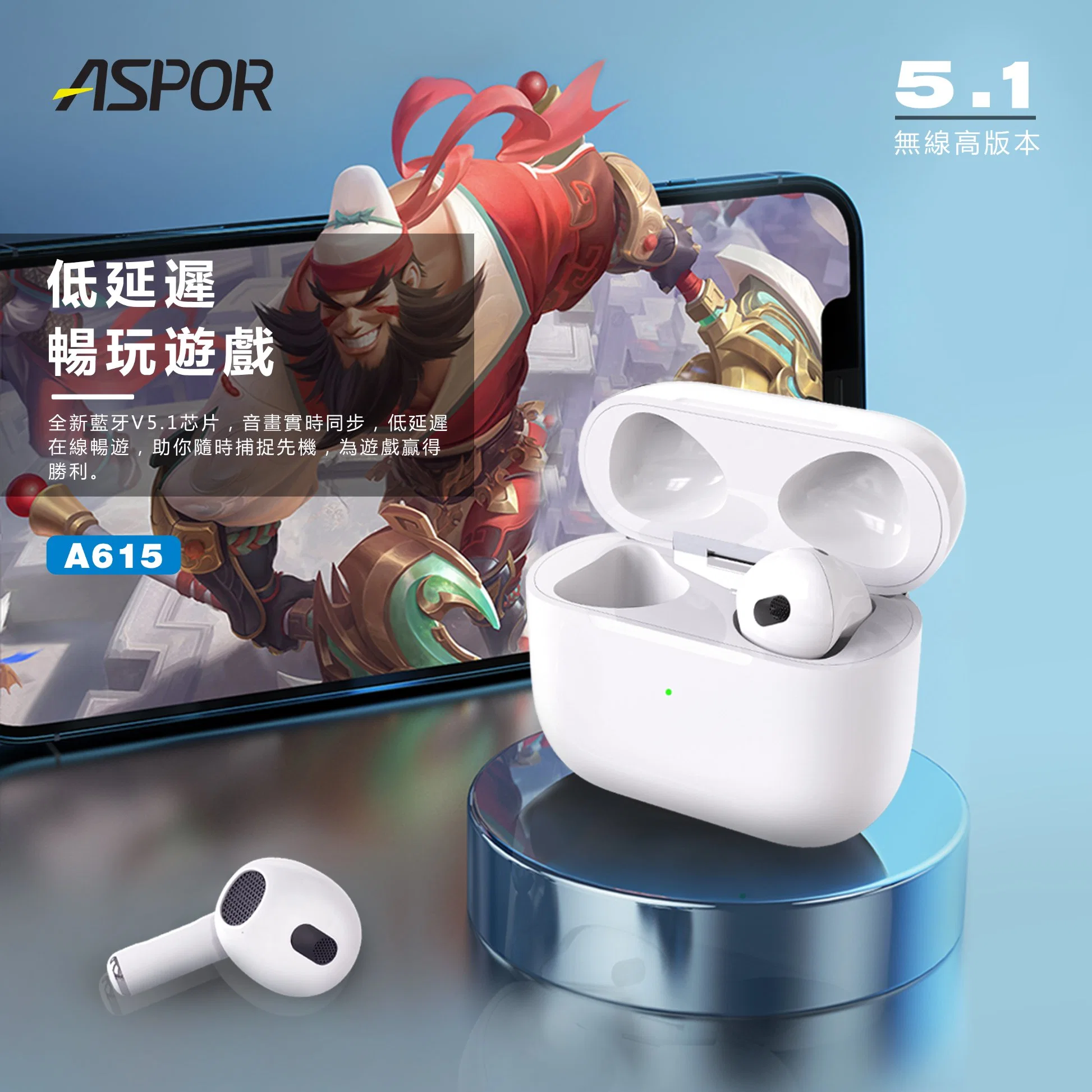 5.1 Bluetooth Earphone Support Wireless Charging Using Time 20 Hours Wireless Earbuds Headphone in China