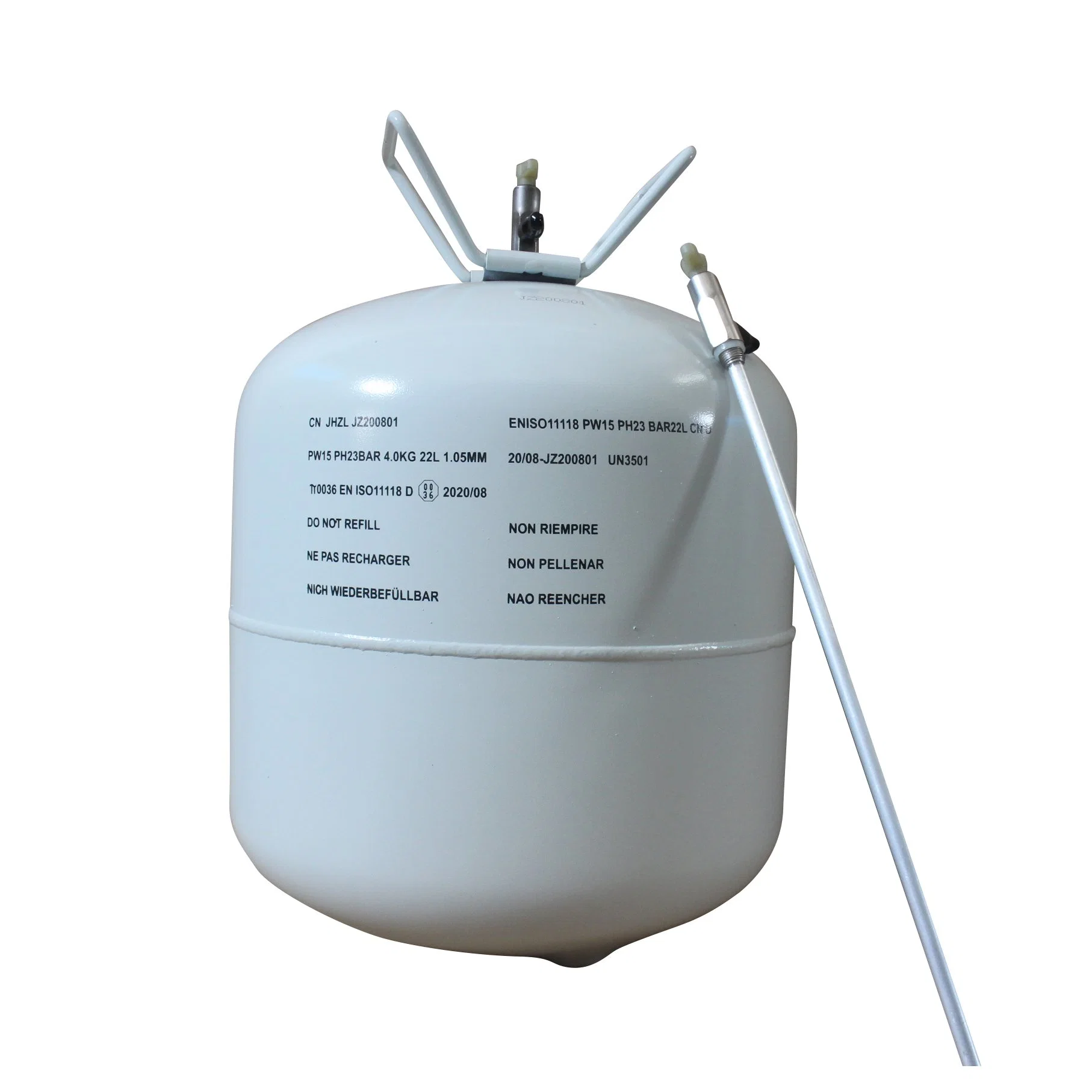 CE DOT-39 Non-Refillable Empty Steel Gas Cylinder 22L 13L 1L