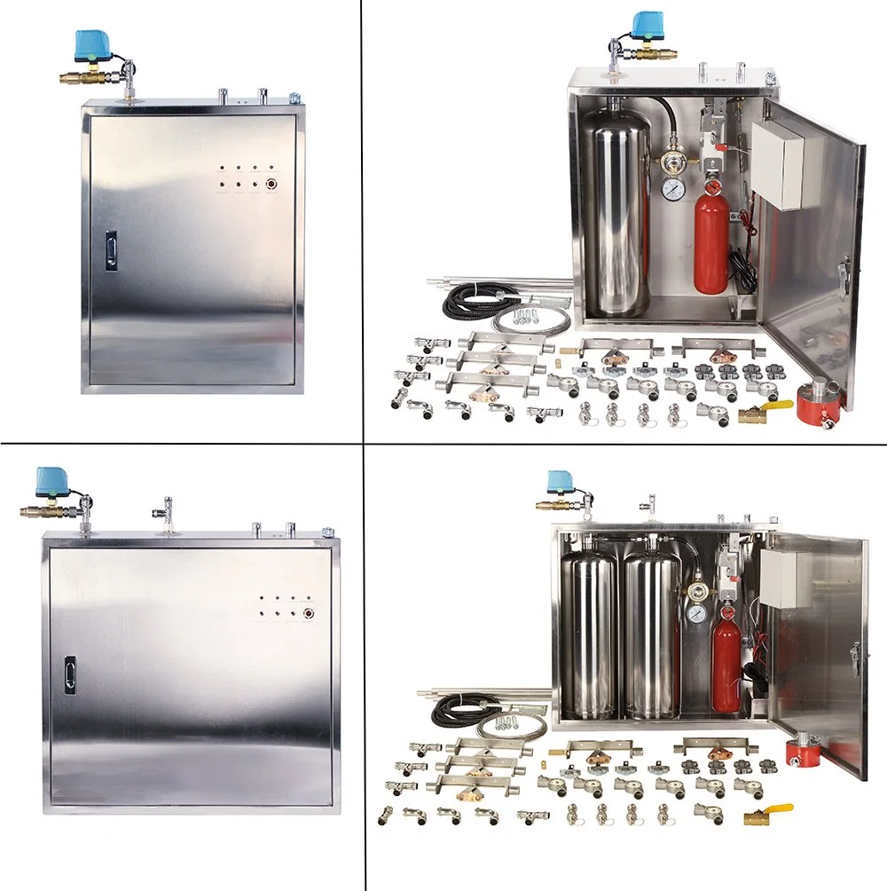 Sistema de supresión automática de incendios de productos químicos húmedos para campana de cocina