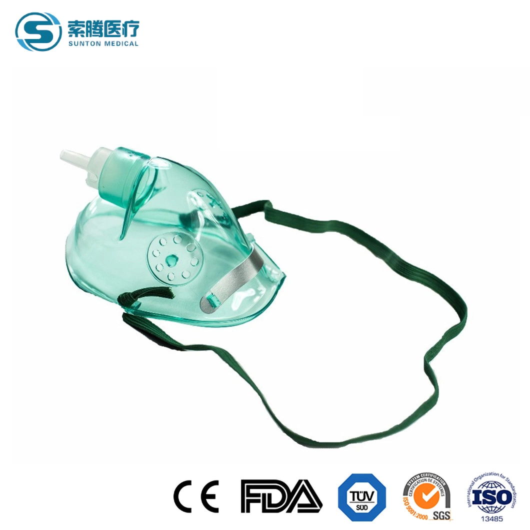 Sunton China Silicone Laryngeal Mask Manufacturer 49*38*32cm Measurement 100PCS/CTN Child M Plastic Oxygen Mask Medical Disposable PVC Oxygen Mask with Tubing