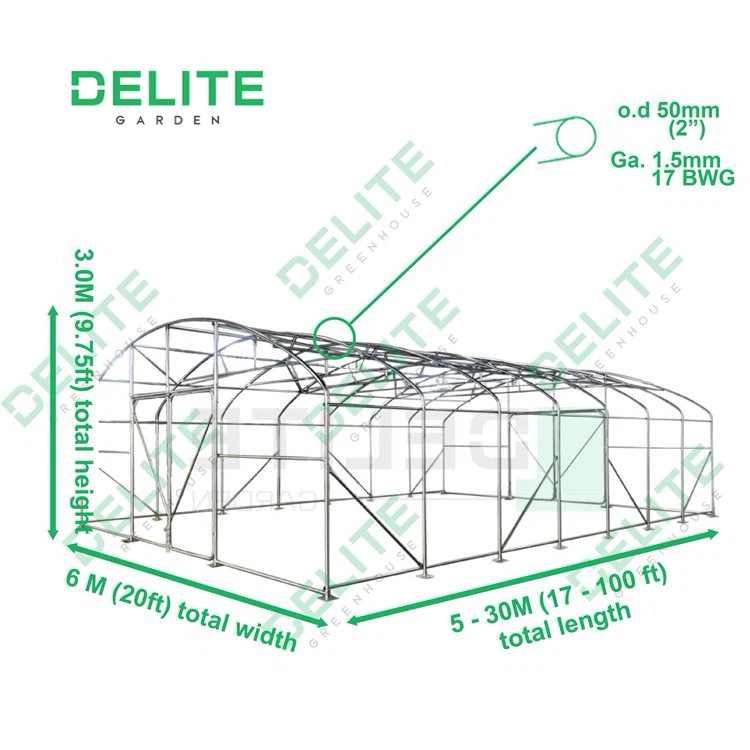 Plastic Film Greenhouse Solar Single Span Tunnel Green House Poultry Farm Equipment