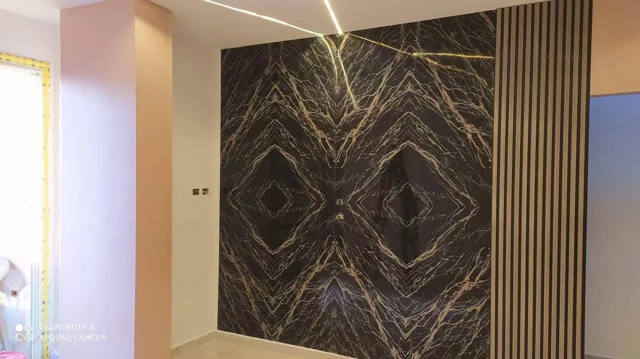 3D Hoja de PVC de mármol impresa para pared con detalles en relieve Decoración