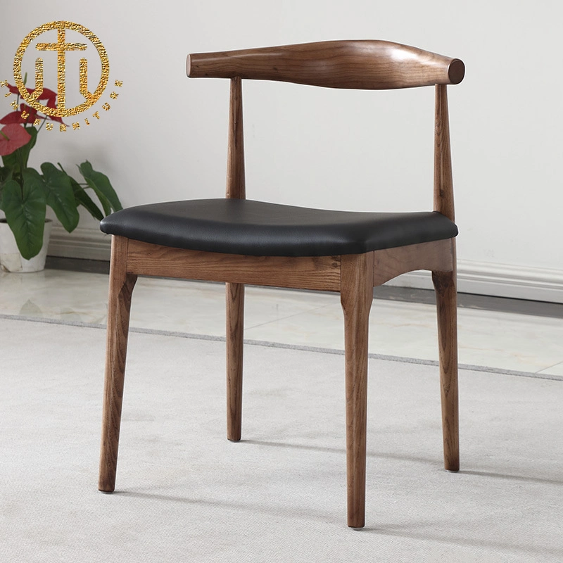 Nordic Solid Wood Wrought Iron Horn Chair Simple Dining Chair