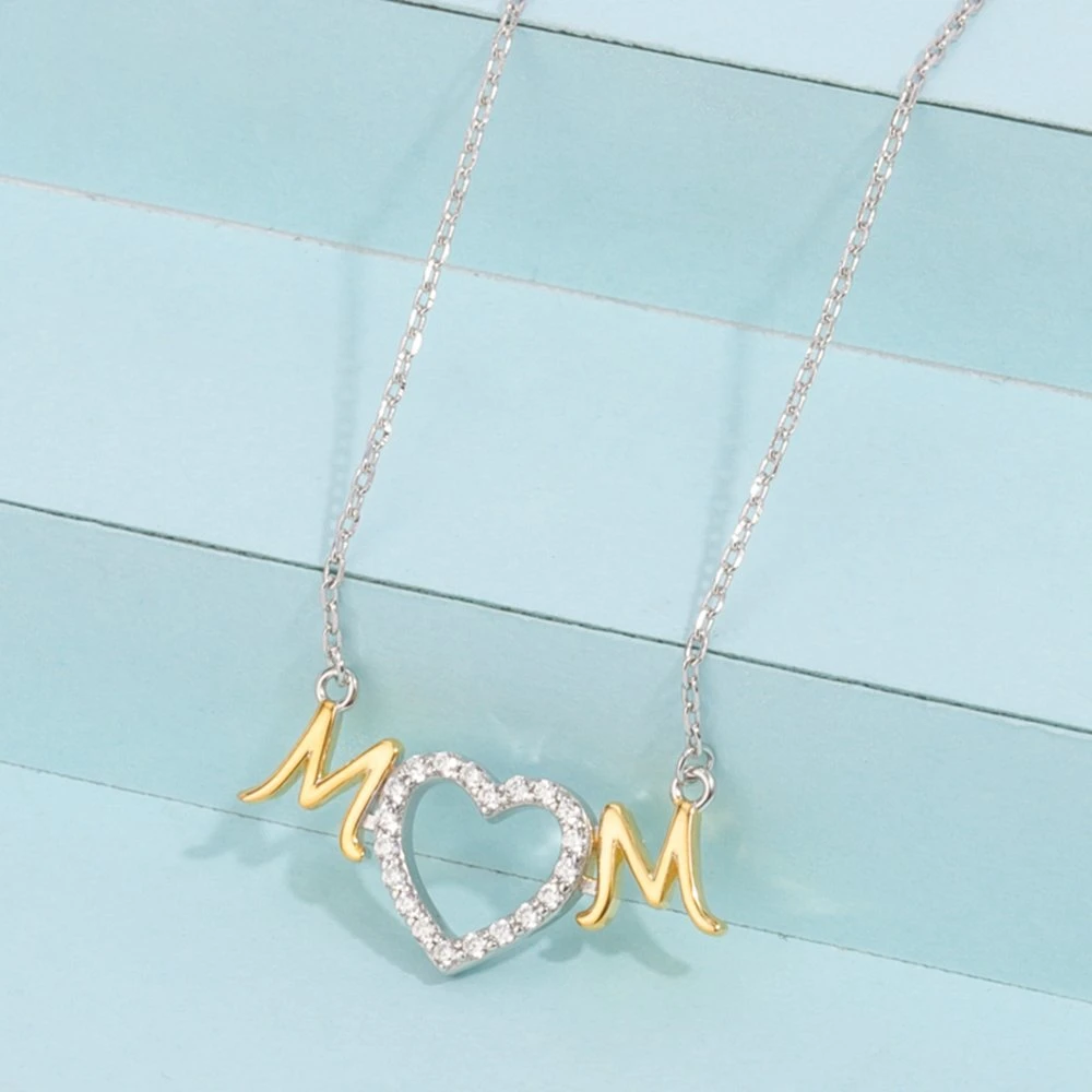 Joyas chapado en oro y plata esterlina 925 mm Hueco el collar del corazón Regalo para la Madre Día de la madre