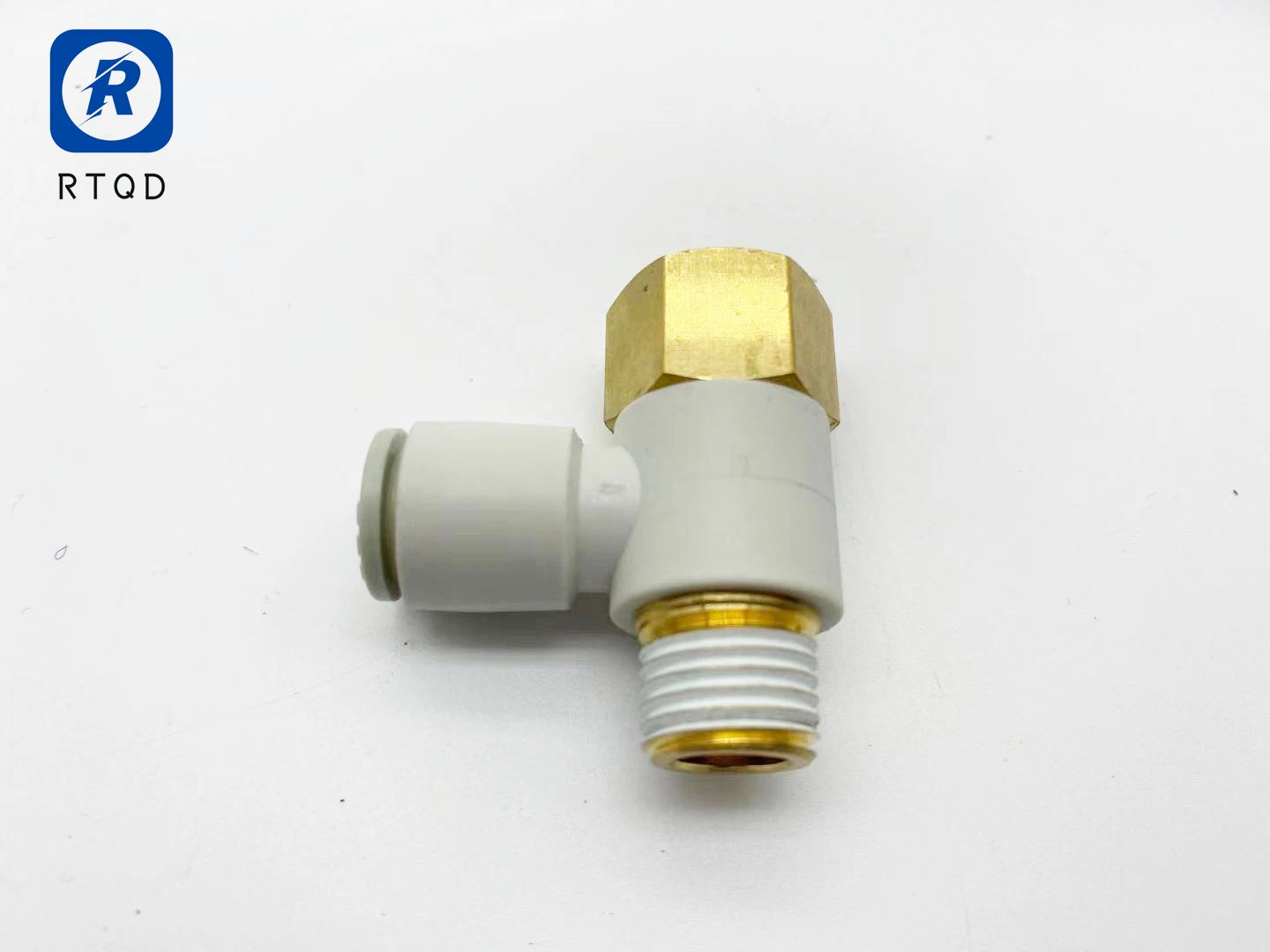 China Supplier Pl White Body and White Button Air Pipe L-Shaped Male Elbow 90 Degree Joint Series Kq2l