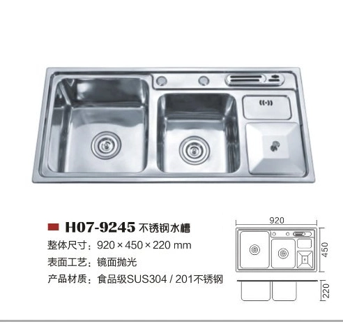 China Wholesale/Supplier Kitchen Sink Single Bowl SUS 201/304 Stainless Steel or Nano Material Handmade Drop-in Undermount Under Mount Kitchen Sink Basin Price