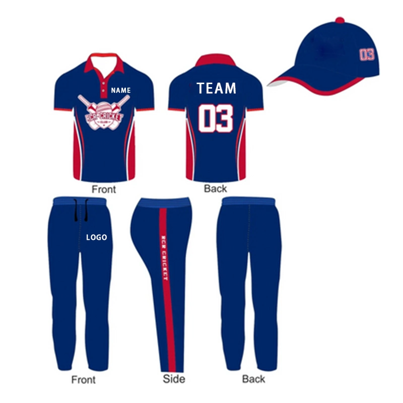 مصنّعة المعدات الأصلية (OEM) مخصصة لعبة الكريكيت بوليستر Uniform Team Jersey Cricket Shirts