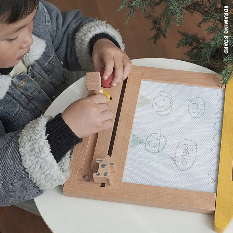 Wooden Magnetic Drawing Board Toy for Toddler Erasable Writing Sketch Colorful Pad Area Educational Learning Toy for Kid