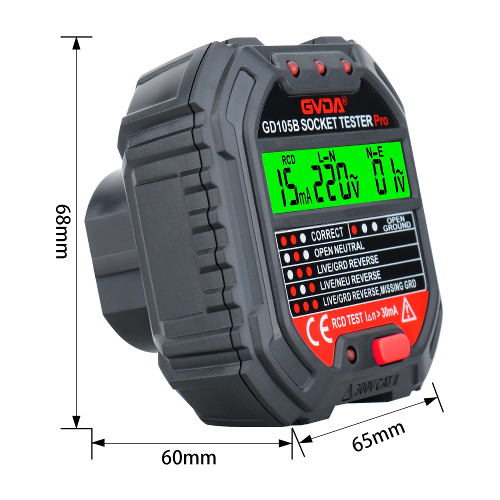 Disjuntor eléctrico Gvda Finder Detector de tensão linha de terra zero Verificador da tomada de verificação da fase de polaridade da ficha EUA eu UK