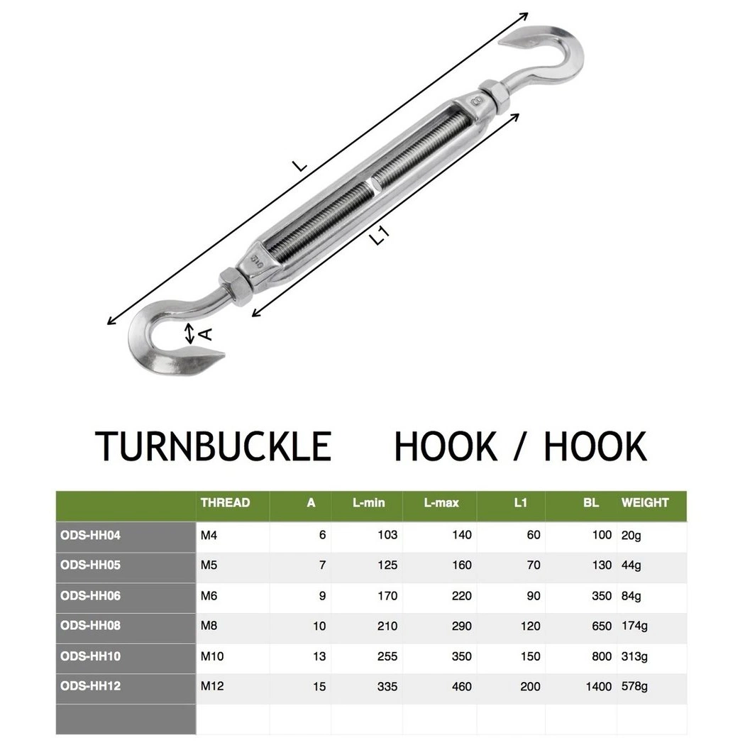 Manufacturer M10 3/8 Stainless Steel Rigging Screw From Moisture Corrosion Stainless Steel Rigging Screw 304 Jaw Jaw Turnbuckle