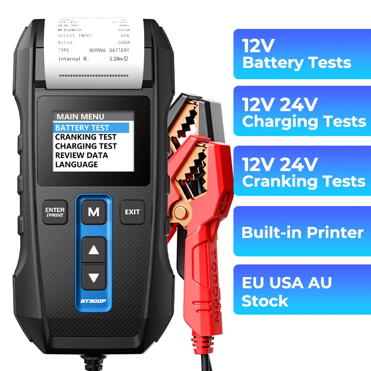 Topdon Factory Bt300p Portable Universal 12V 24V Lead Acid Gel Battery Load Charging Test Smart CCA Auto Car Truck Motorcycle Digital Battery Tester Automotive