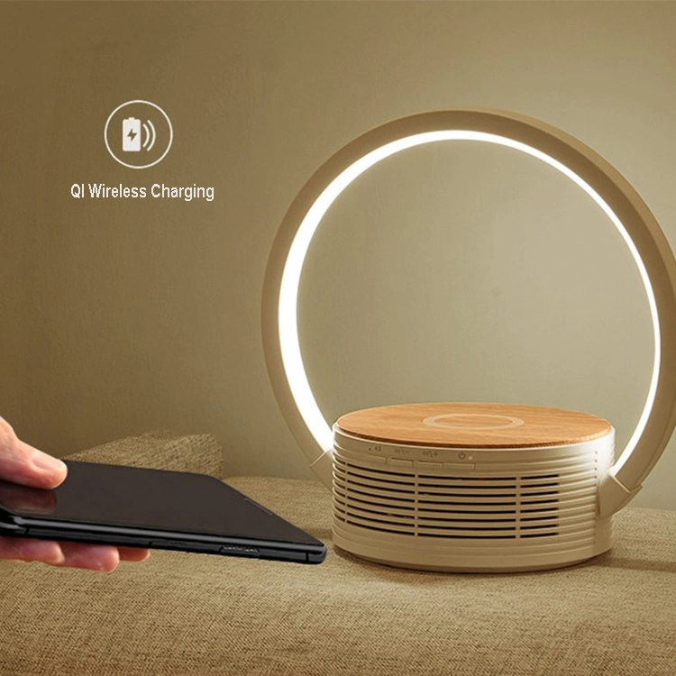 Modern Home Wireless Speakers Touch Desk Lamp LED with Qi Wireless Charger