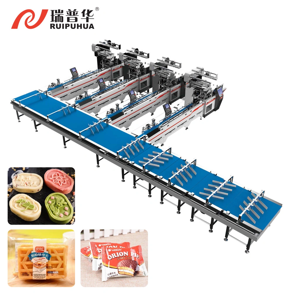 Biscuit Brot Candy Moon Cake Full Servo Motor Control Automatik Snack Horizontal Kissen Flowpack Lebensmittelverpackung Verpackung Verpackungsmaschinen