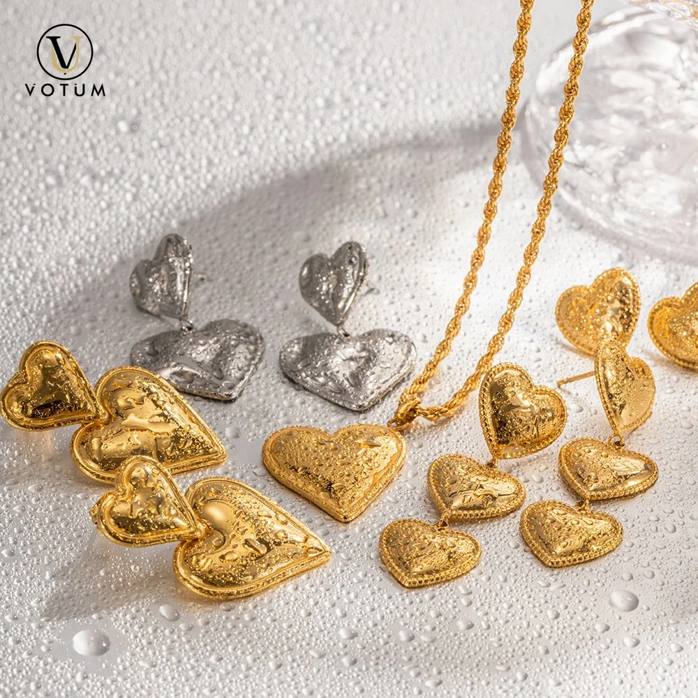 Votum Wholesale/Supplier OEM forma del corazón puro 925 Sterling Silver pendiente Con 18K Joyas bañadas en oro