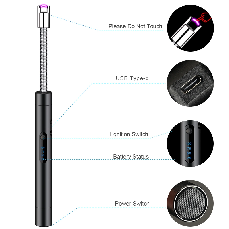 Elektrische Kerzenleuchter Plasma Arc Feuerzeuge Windproof Flammenlos mit USB Doppelter Sicherheitsschalter Für Wiederaufladbare Batterien