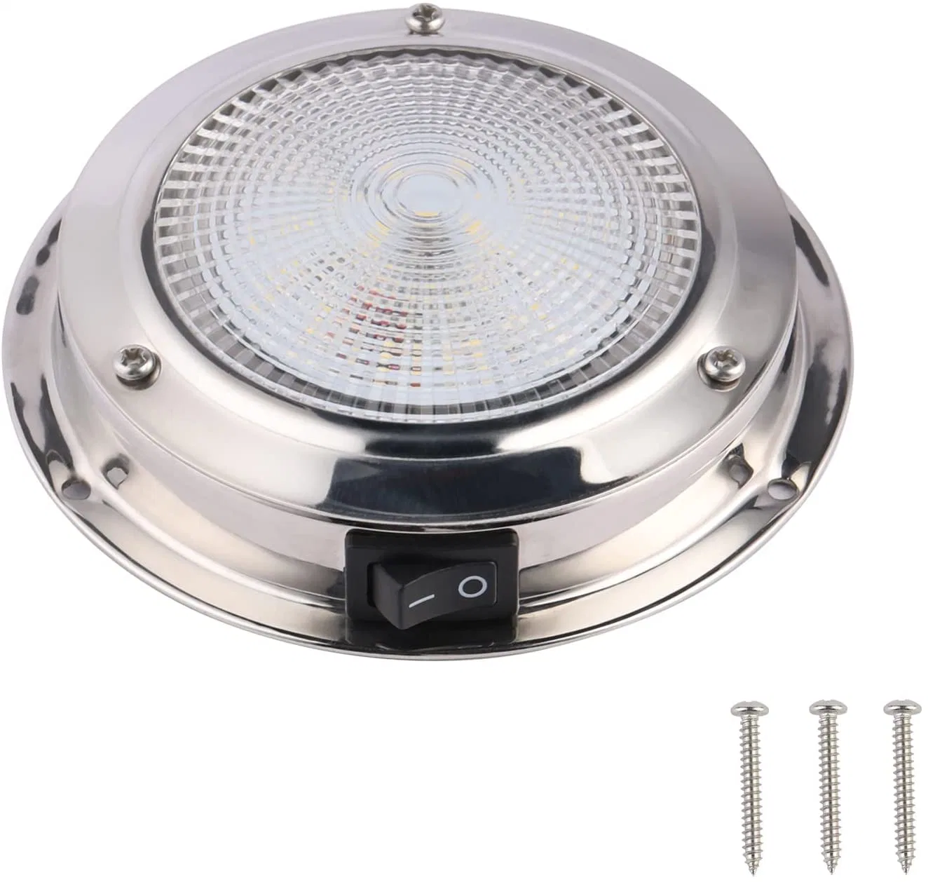 4 Inches 12V 3W Stainless Steel Marine RV LED Dome Light Interior Indoor Roof Ceiling White Lamp Boat Lighting