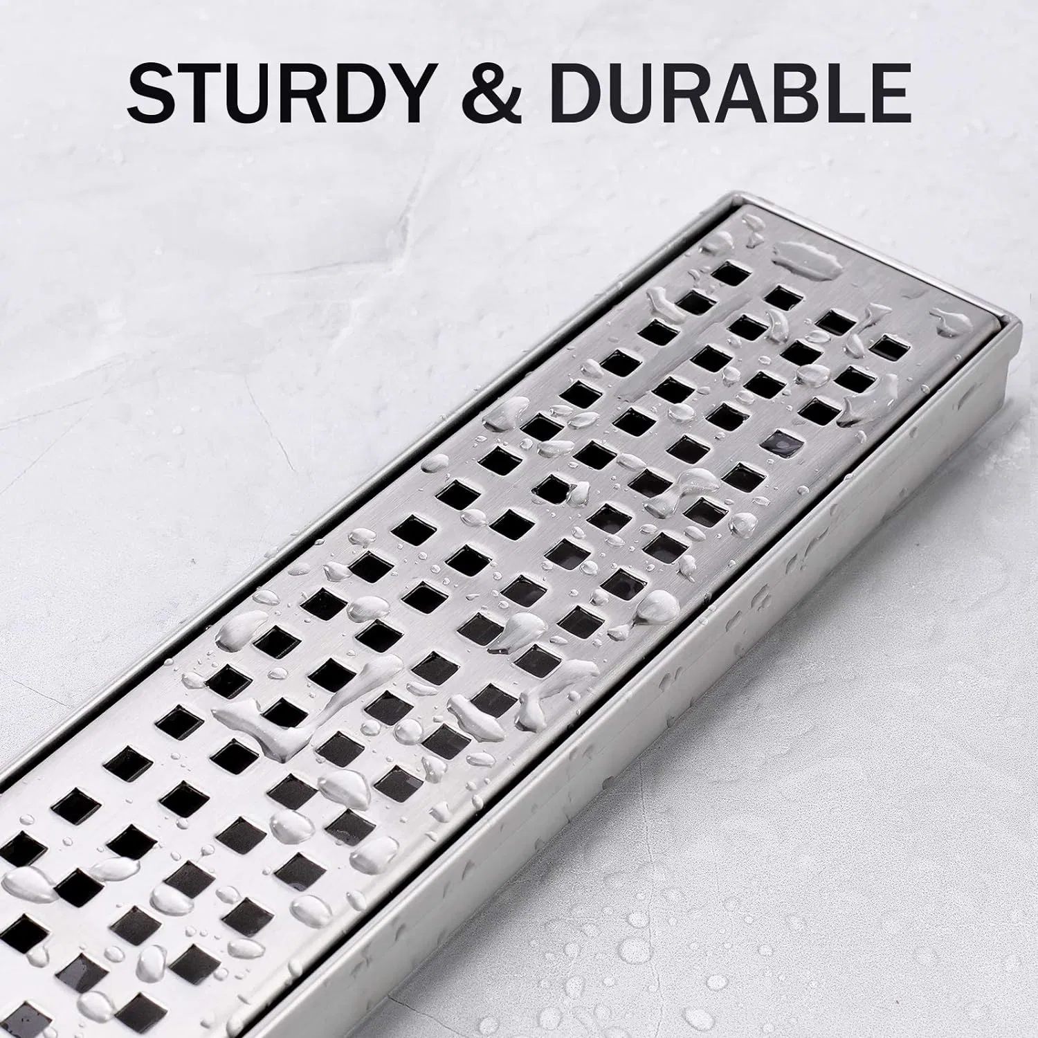 Shower Drain, Linear Shower Drain 12inch (Brushed Nickel) , Modern 304 Stainless Steel Shower Floor Drain with Removable Grille, Adjustable Leveling Feet,