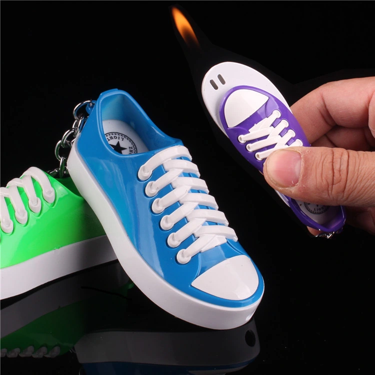 Wholesale Shoes Shape Lighter Metal Inflatable Windproof Lighter Pink Flame Cartoon Butage Gas Torch Lighter