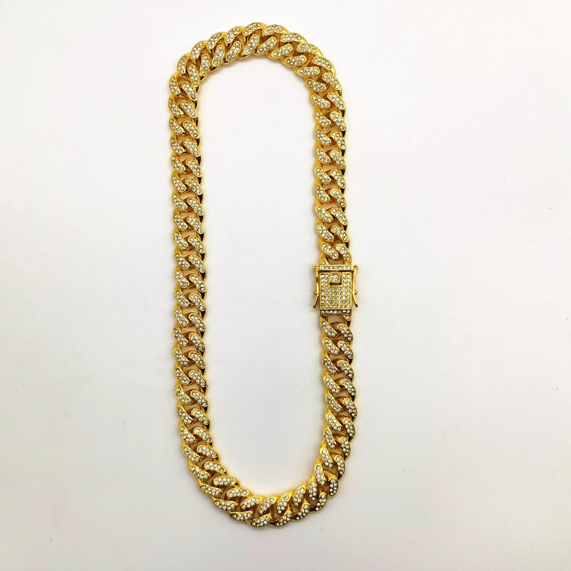 Hot Sale Hip Hop Gold Silver 12 mm Cuban Link Chain Necklace Jewelry