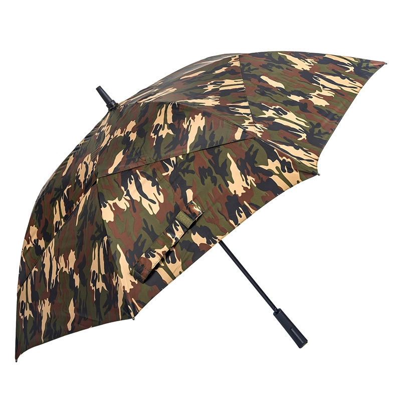 Black UV Coating Double Vented Camo Full Printing Automatic Golf Umbrella Holder Support Cart