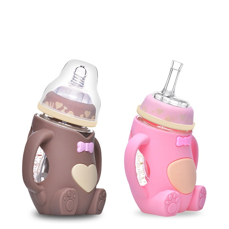 Bear Shape Baby Feeding Bottle Milk Bottle with Silicon Rubber Case