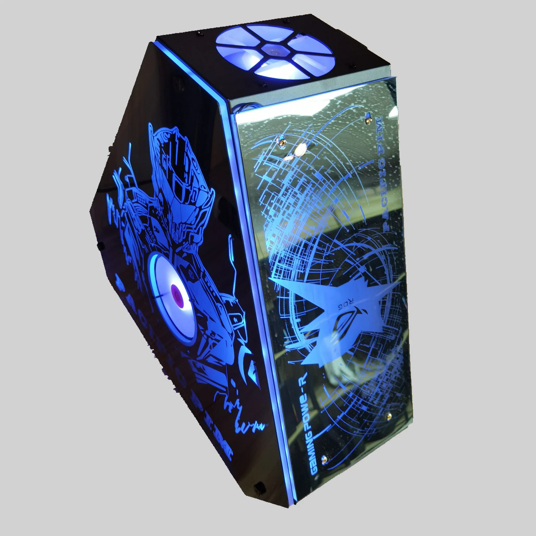 F917 Hotsale Middlel Tower ATX Gaming Computer PC Case with RGB Light Board USB3.0, 0.9mm SPCC, Glass Side Panel, Popular Model, Special Design