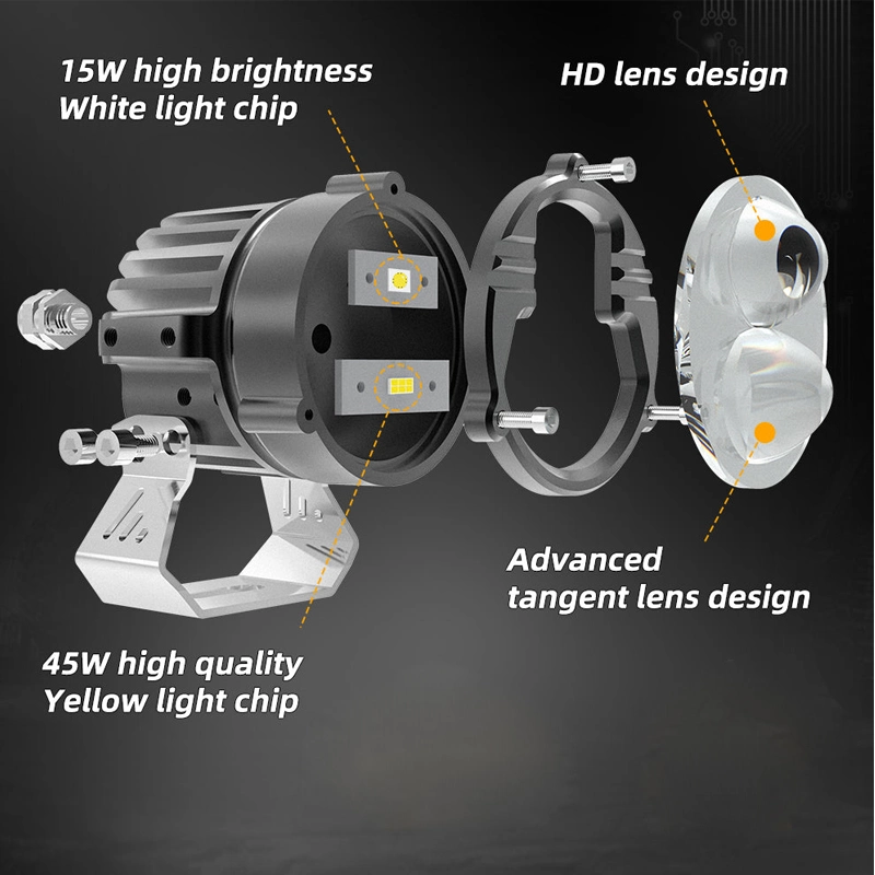 Moto Mini proyector láser de Lente Dual Universal de los faros antiniebla LED de color