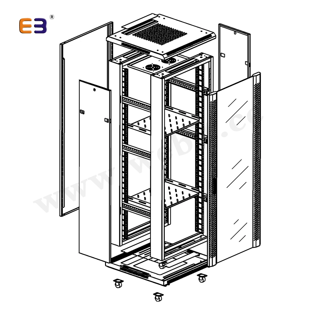 19inch Glass Door Network Server Cabinet with Arc Vented Door Frame