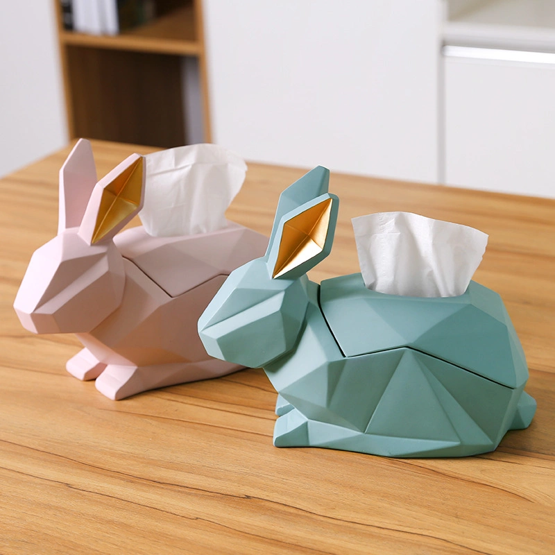 Modern Simple Geometric Rabbit Resin Tissue Box for Stylish D&eacute; Cor