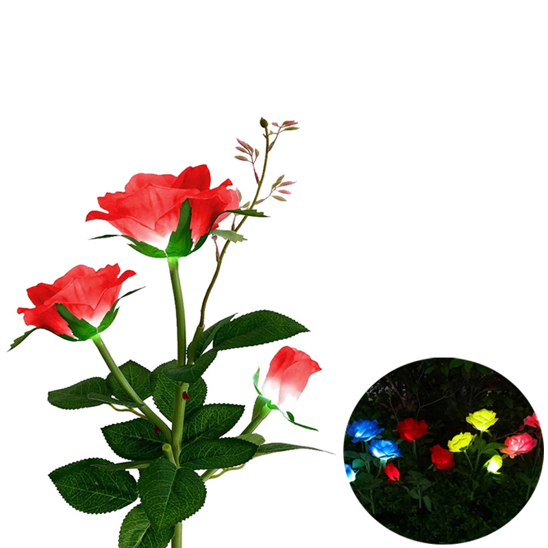 BSCI Factory Decorative Solar Light Rose Flower Stake Garden Ornaments