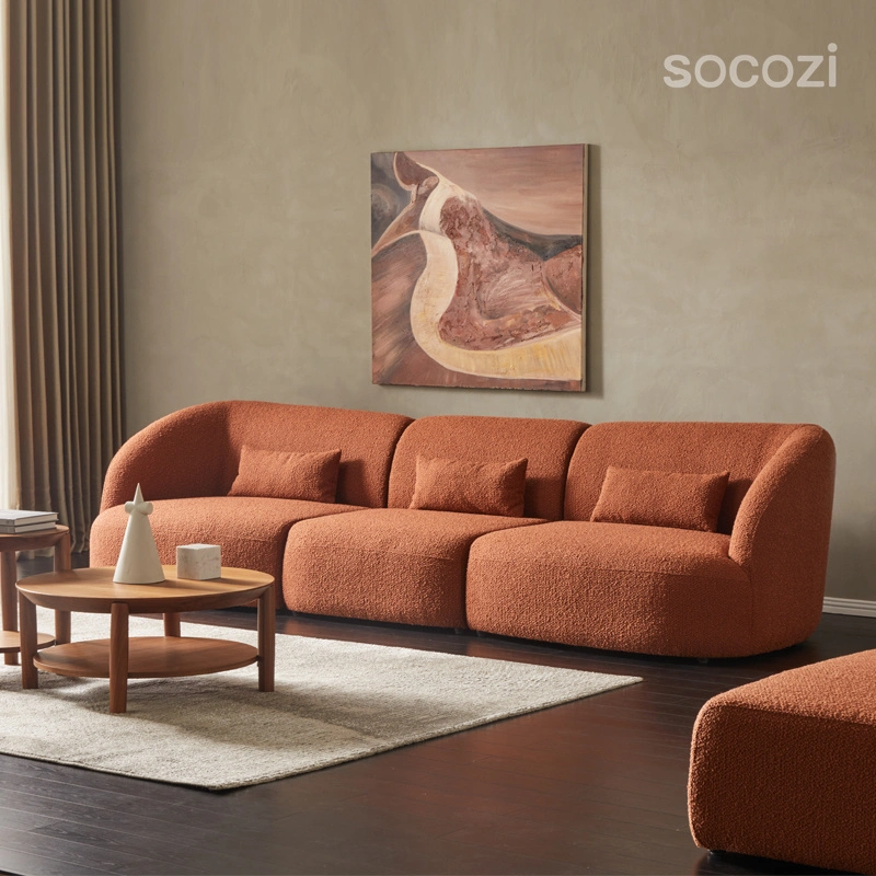 Quarto moderno Home Design Living Room, tecido de linho Velvet Sofá de móveis