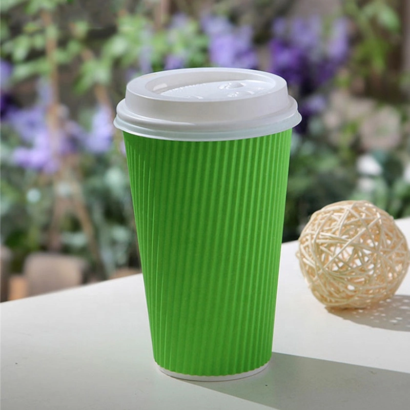 Customized White Paper Cup Ripple Multi-Size Color Disposable Packaging Coffee Cup