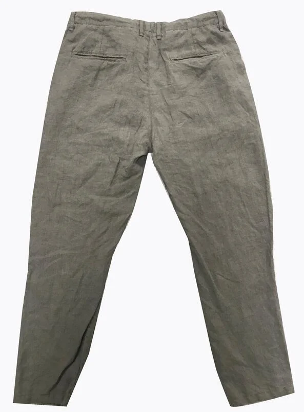 Мужские/женские брюки из ткани с плотной посадкой и обтекания из лиен/хлопка Смешанные брюки из лиен стретч из китайского хлопка Пояс