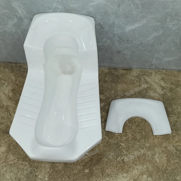 Large Size Squat and Sit Two Usage Squat Toilet with S-Bend Bathroom Ceramic Squatting Pan with Toilet Seat